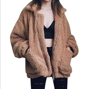 Fuzzy fleece zip up